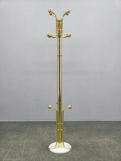 Italian Brass-Plated Coat Rack with Marble Base, 1970s