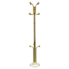 Italian Brass-Plated Coat Rack with Marble Base, 1970s