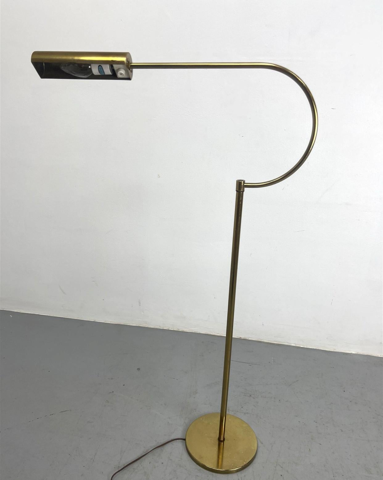 Mid-20th Century Italian, Brass Plated Steel Reading Floor Lamp by Raymor.  For Sale