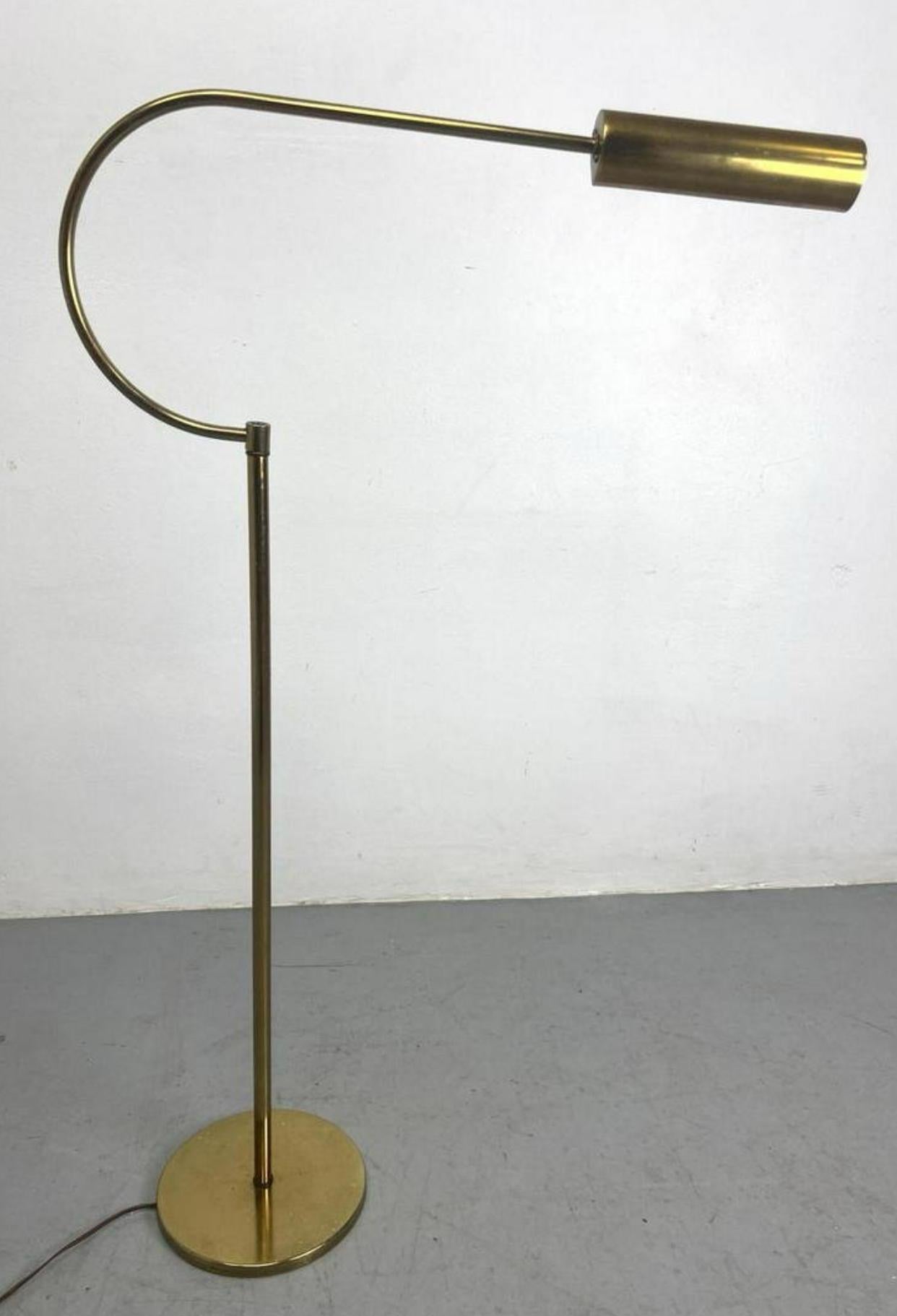 Italian, Brass Plated Steel Reading Floor Lamp by Raymor.  For Sale 3
