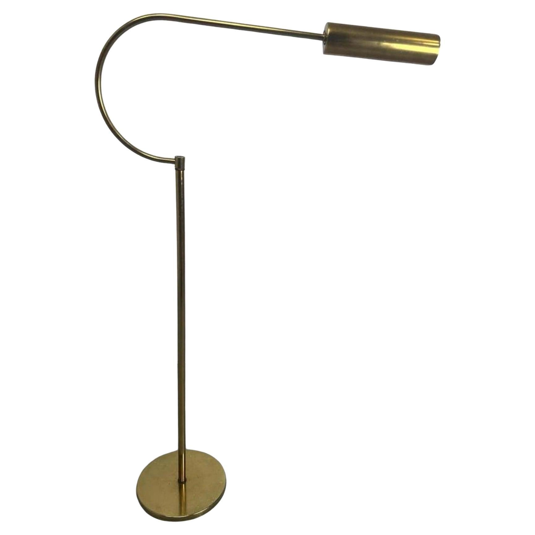 Italian, Brass Plated Steel Reading Floor Lamp by Raymor.  For Sale