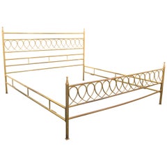 Vintage Italian brass queen bed, 1950s