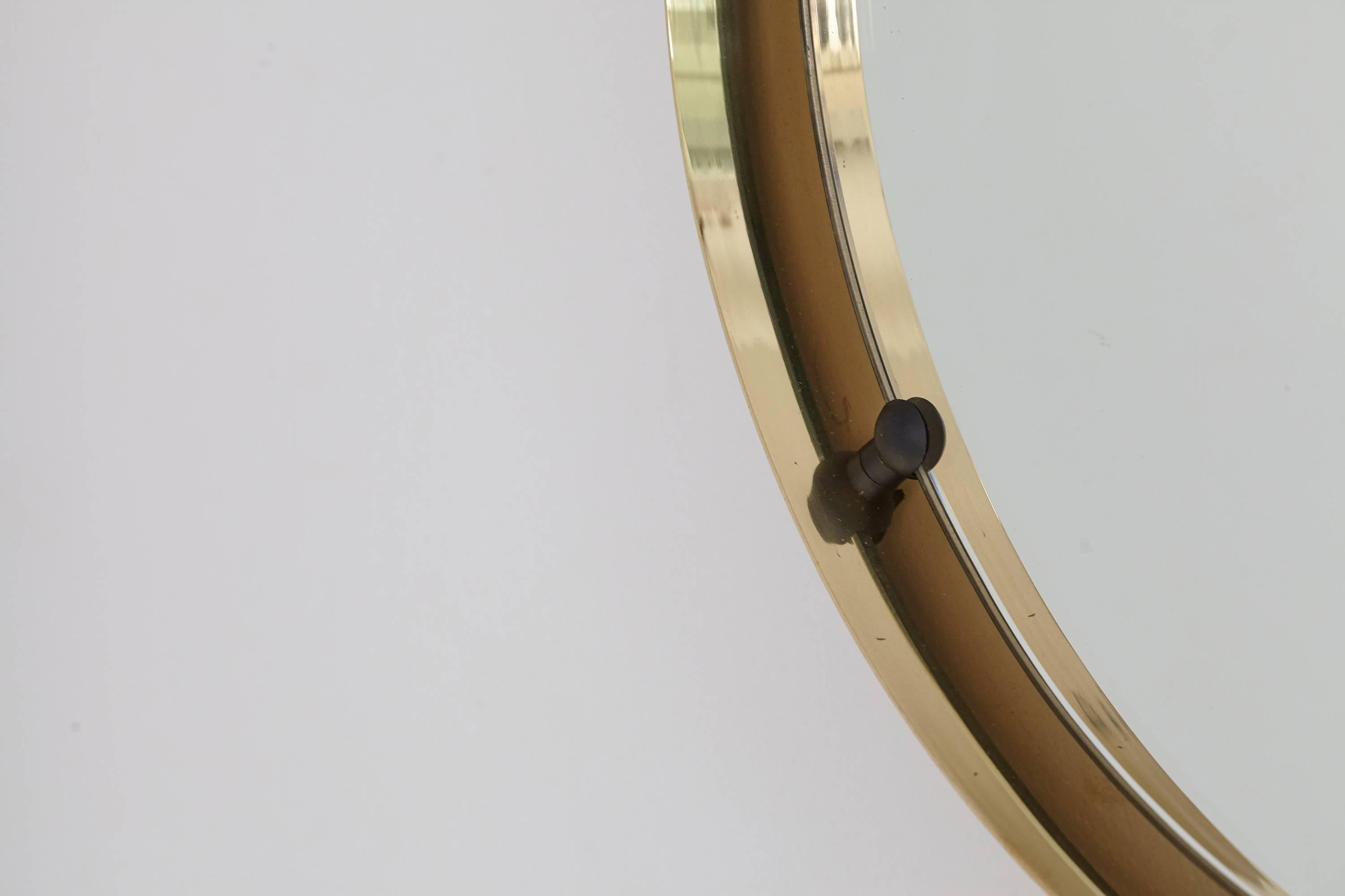 20th Century Italian Brass Round Floating Mirror