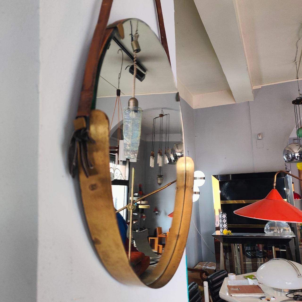 Miroir rond italien en laiton dans le style d'Ico Parisi, années 1950 Bon état - En vente à Nicolosi, IT