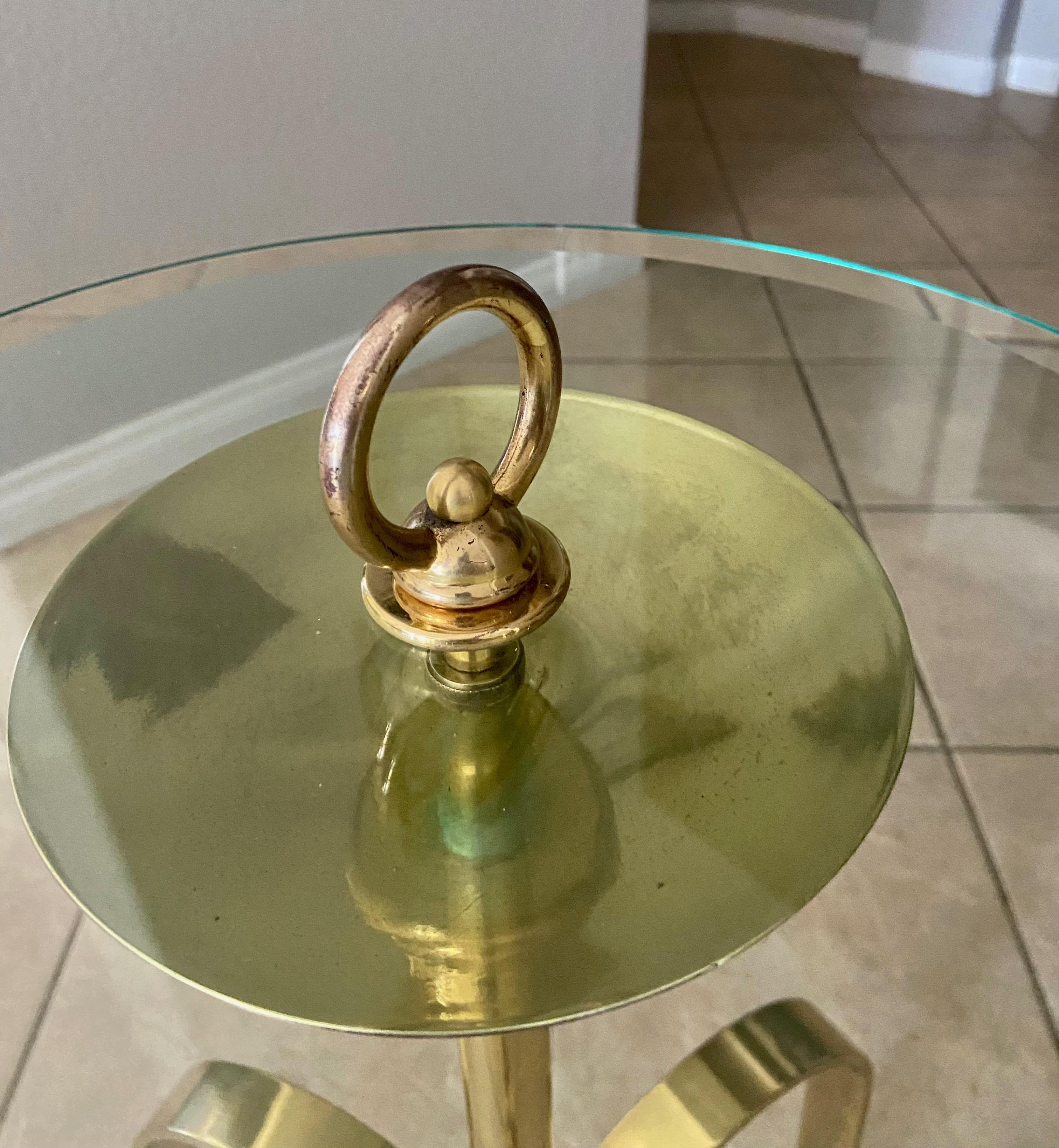 Italian Brass Round Tripod Side Table For Sale 7