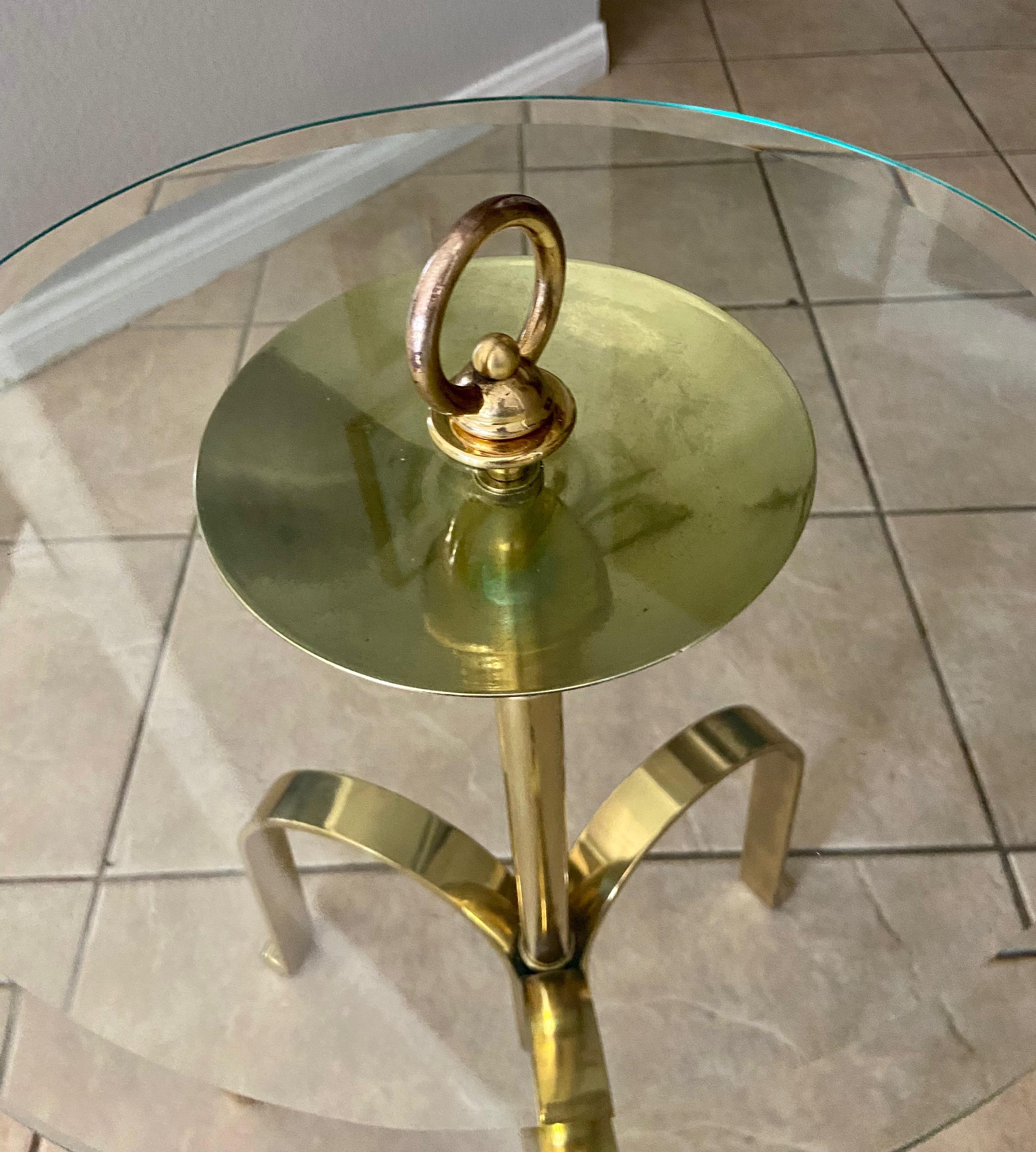 Italian Brass Round Tripod Side Table For Sale 8