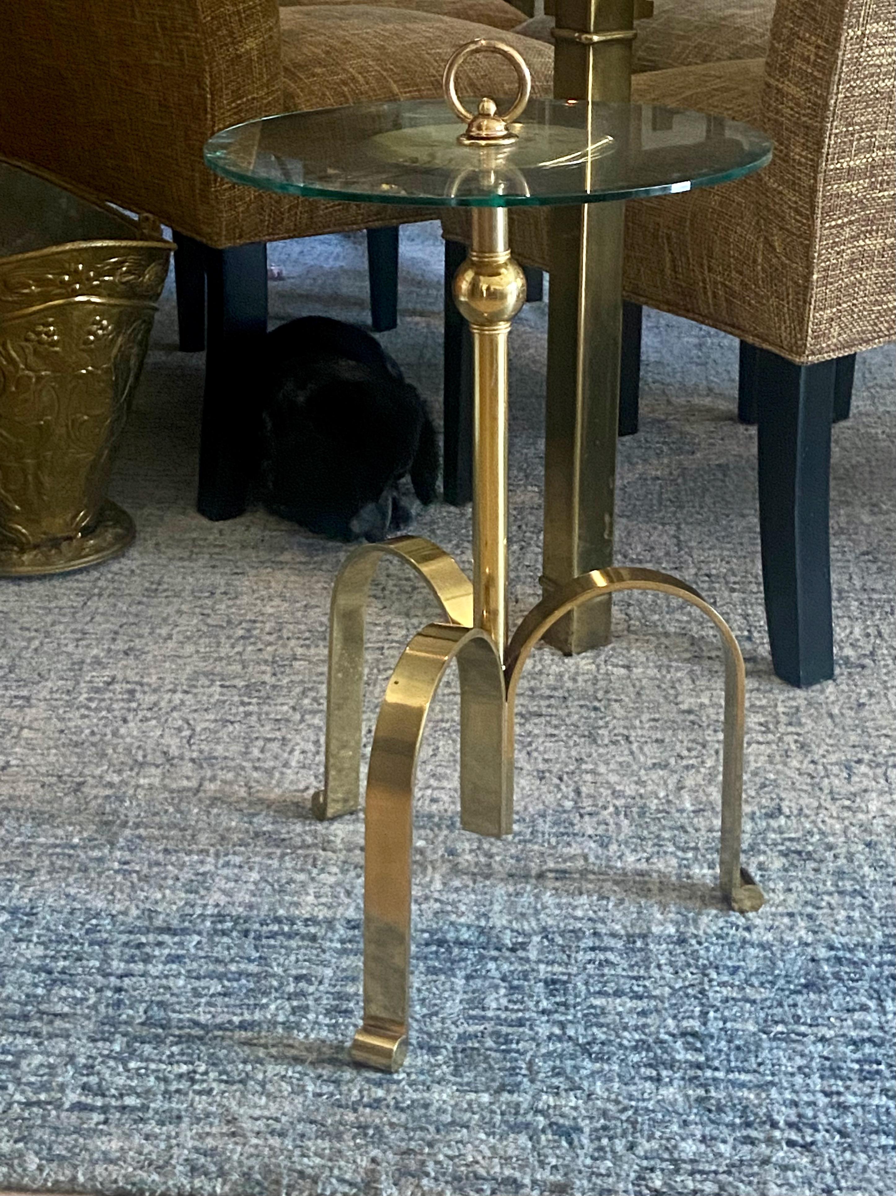 Italian Brass Round Tripod Side Table For Sale 11