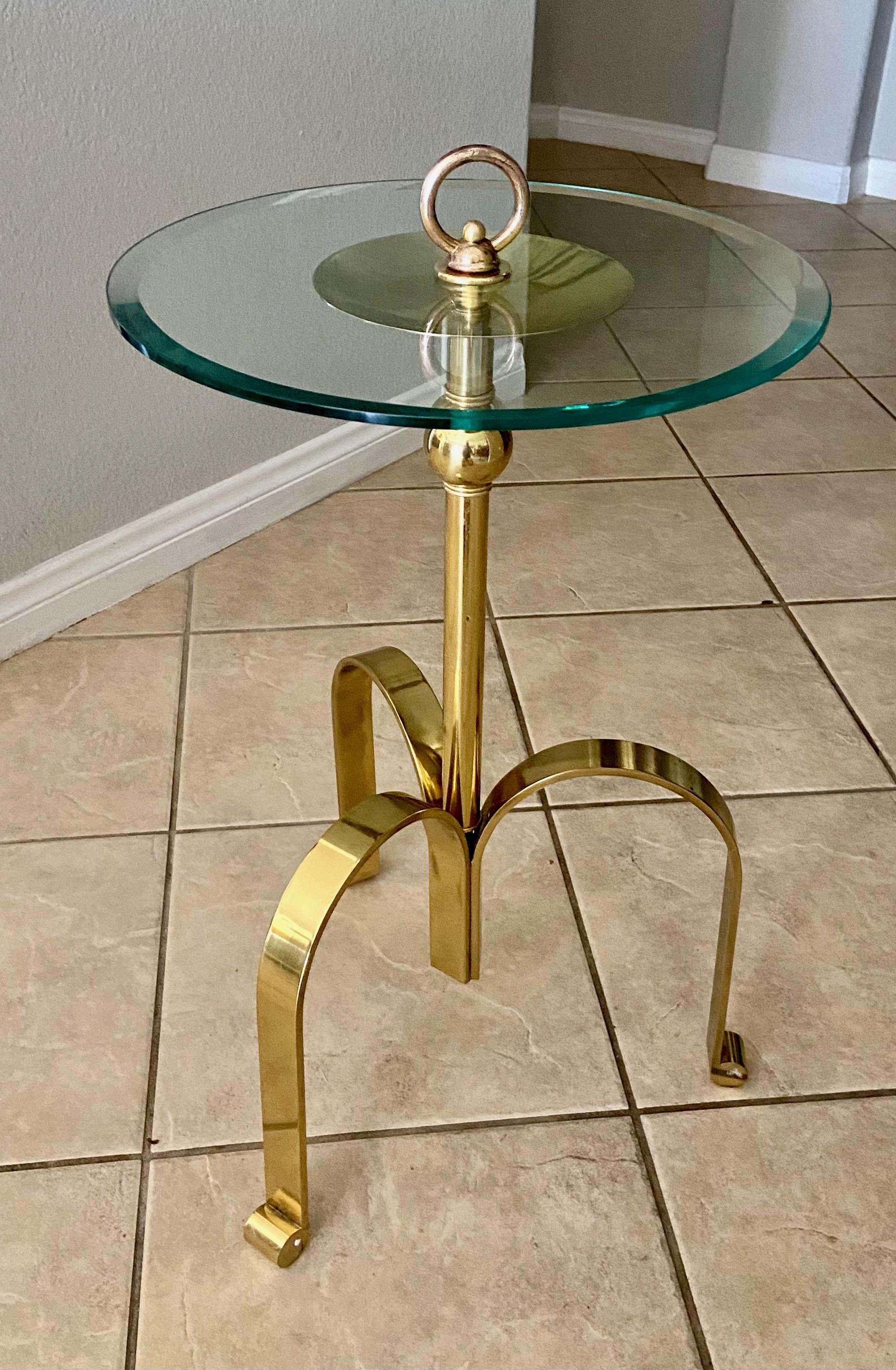 Italian Brass Round Tripod Side Table For Sale 12