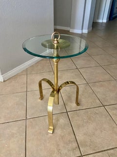 Italian Brass Round Tripod Side Table