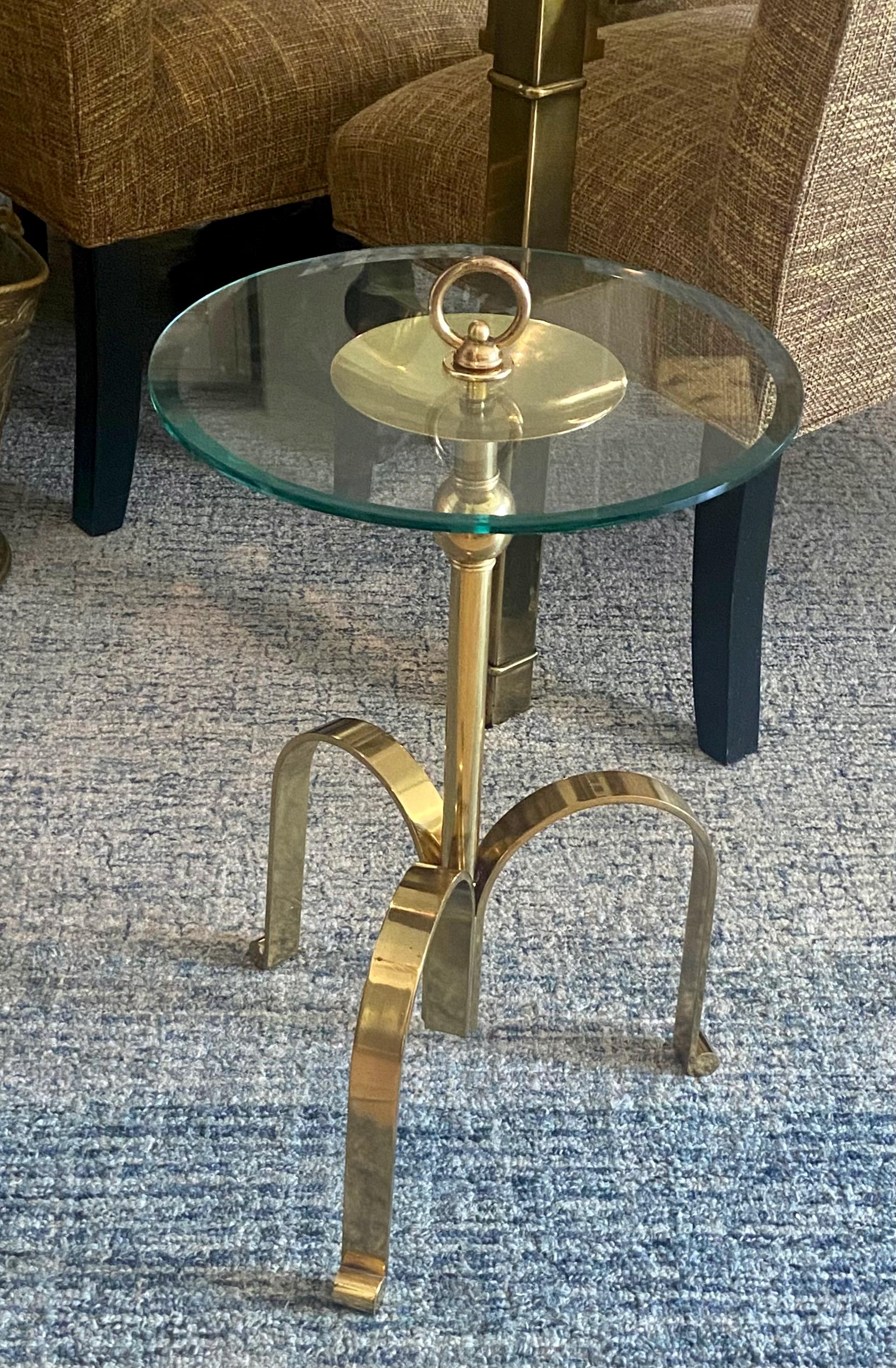 Mid-20th Century Italian Brass Round Tripod Side Table For Sale