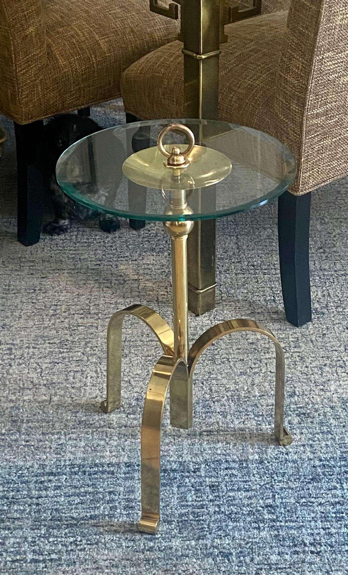 Italian Brass Round Tripod Side Table For Sale 1