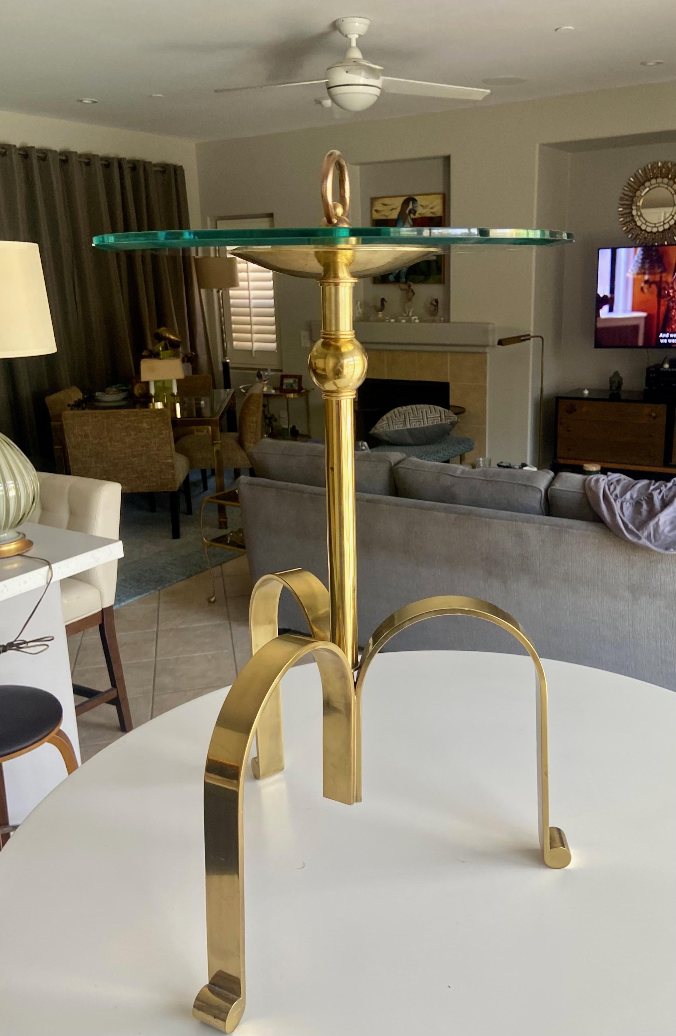 Italian Brass Round Tripod Side Table For Sale 3