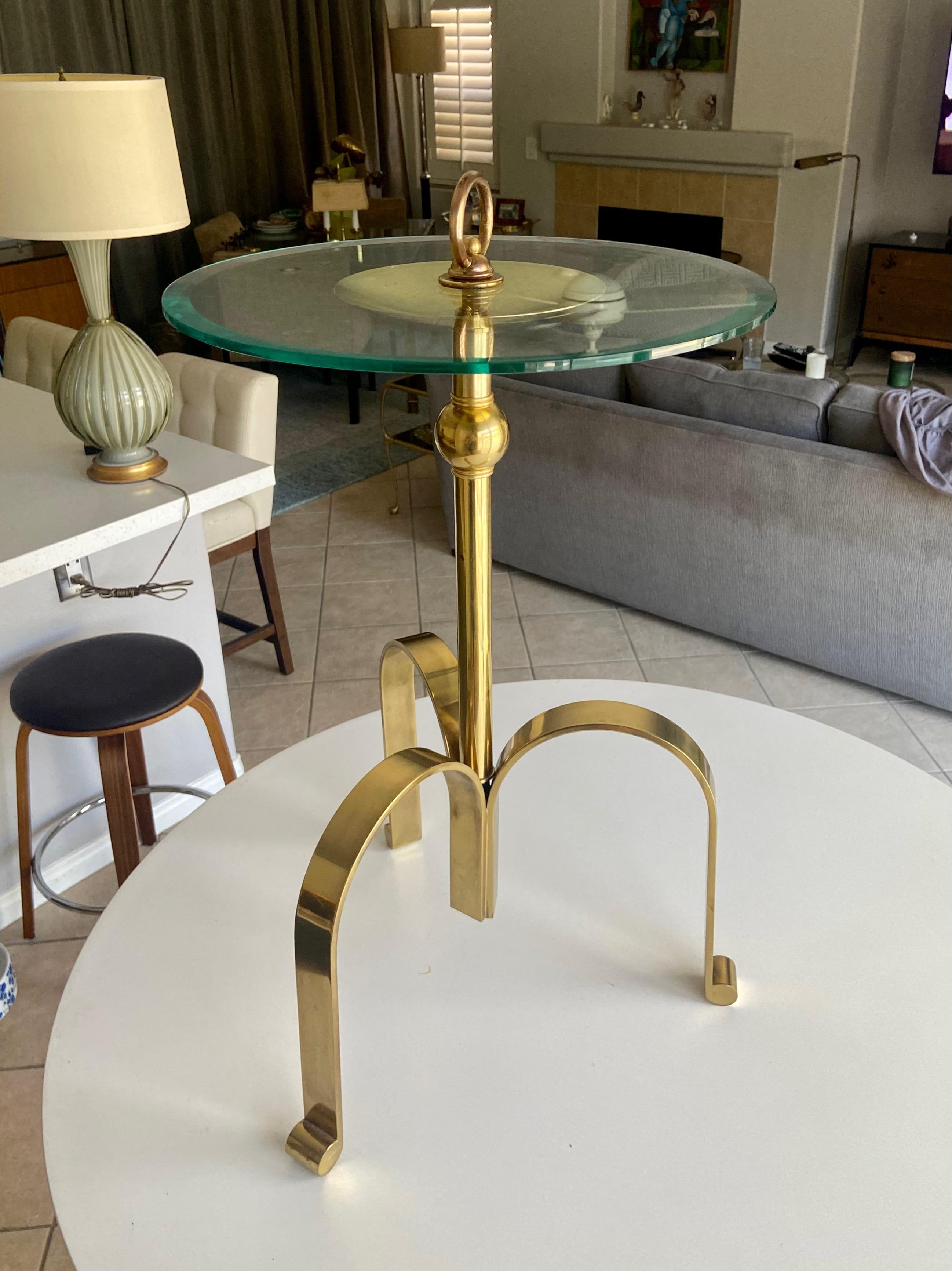 Italian Brass Round Tripod Side Table For Sale 4