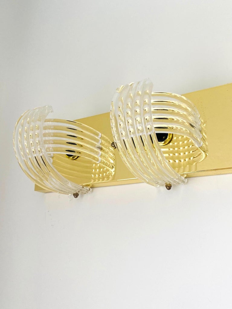 Italian Brass Sconce with Sculptural Lucite Shades by Lightolier, c. 1970's For Sale 8