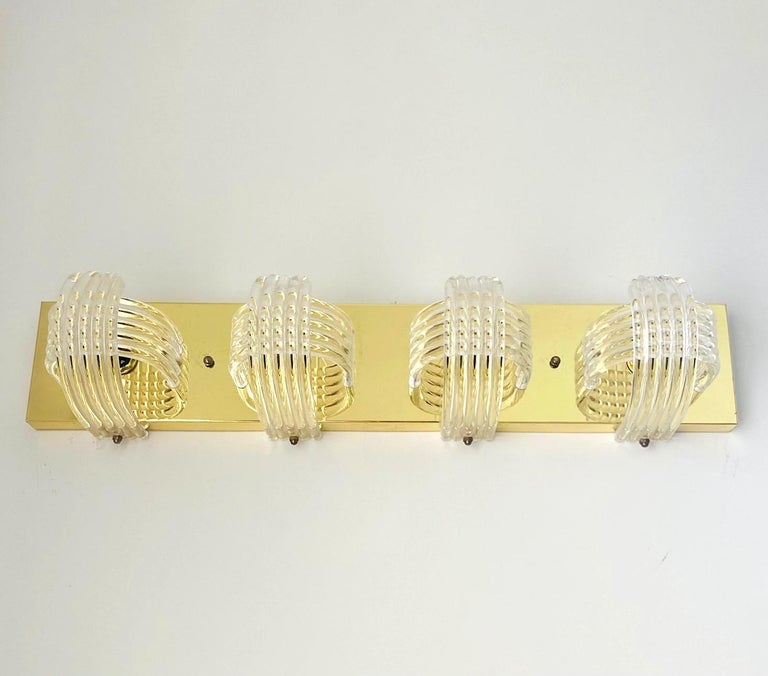Italian Brass Sconce with Sculptural Lucite Shades by Lightolier, c. 1970's For Sale 3