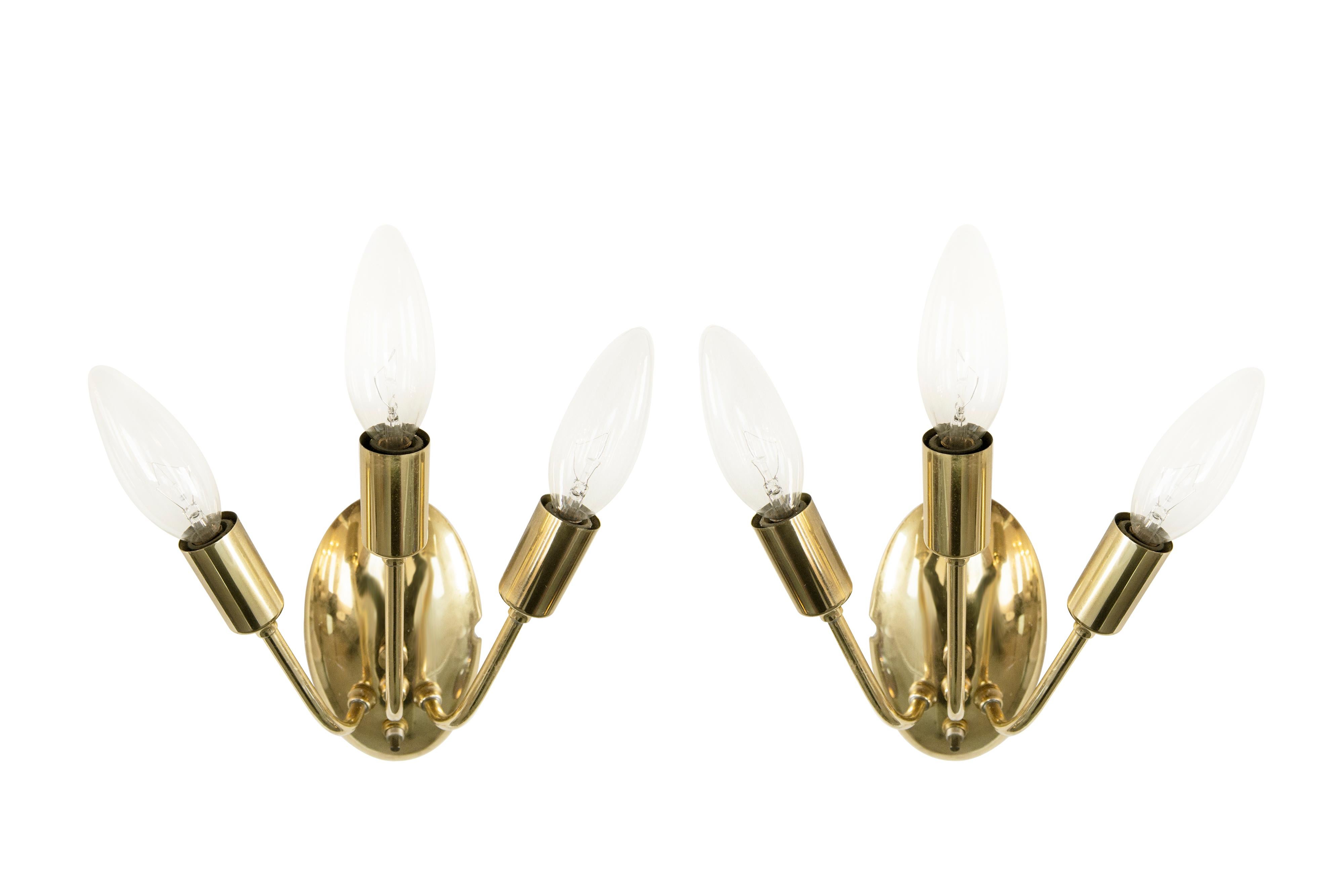 Mid-Century Modern Italian Brass Sconces, 1950s For Sale