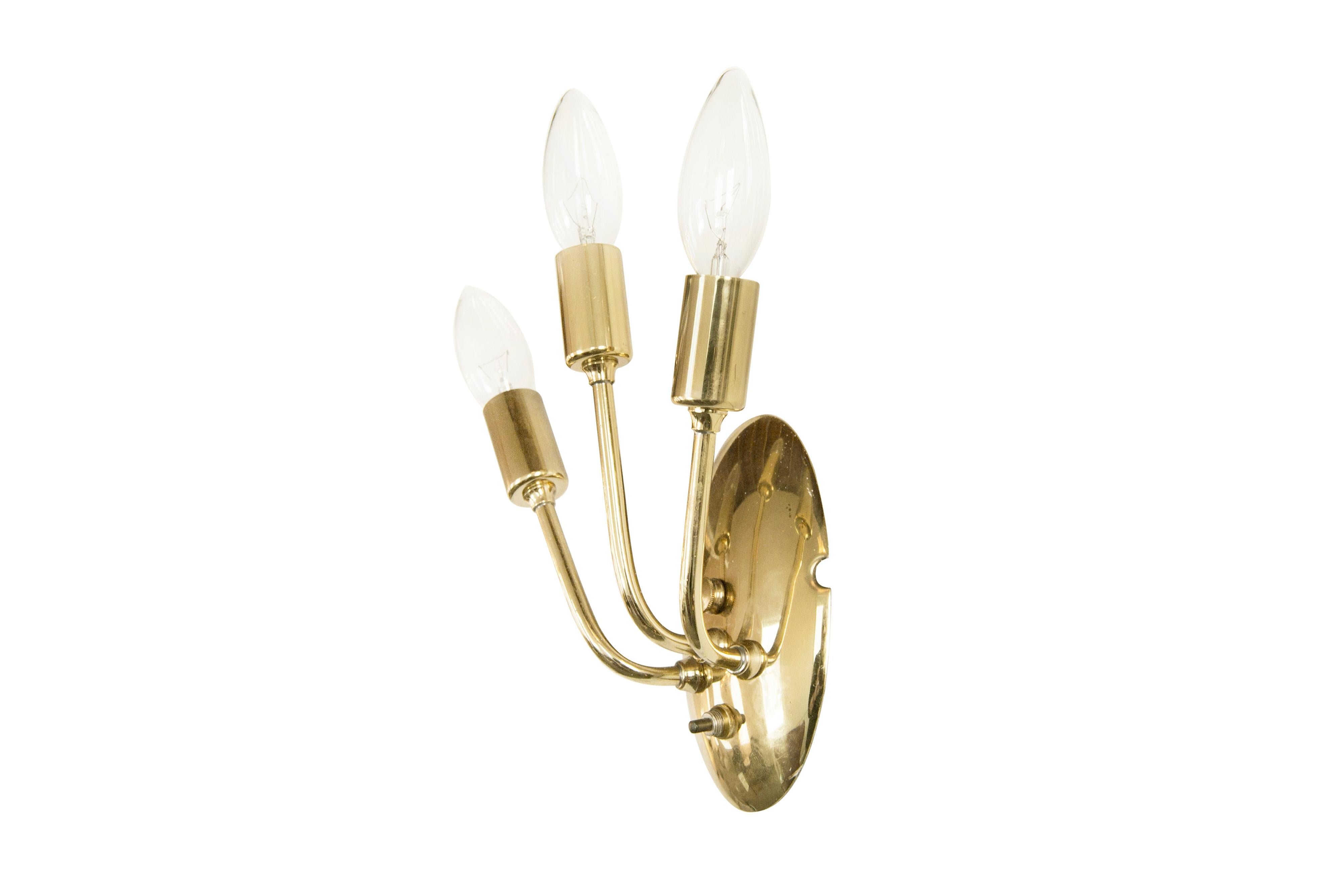 Italian Brass Sconces, 1950s For Sale 1