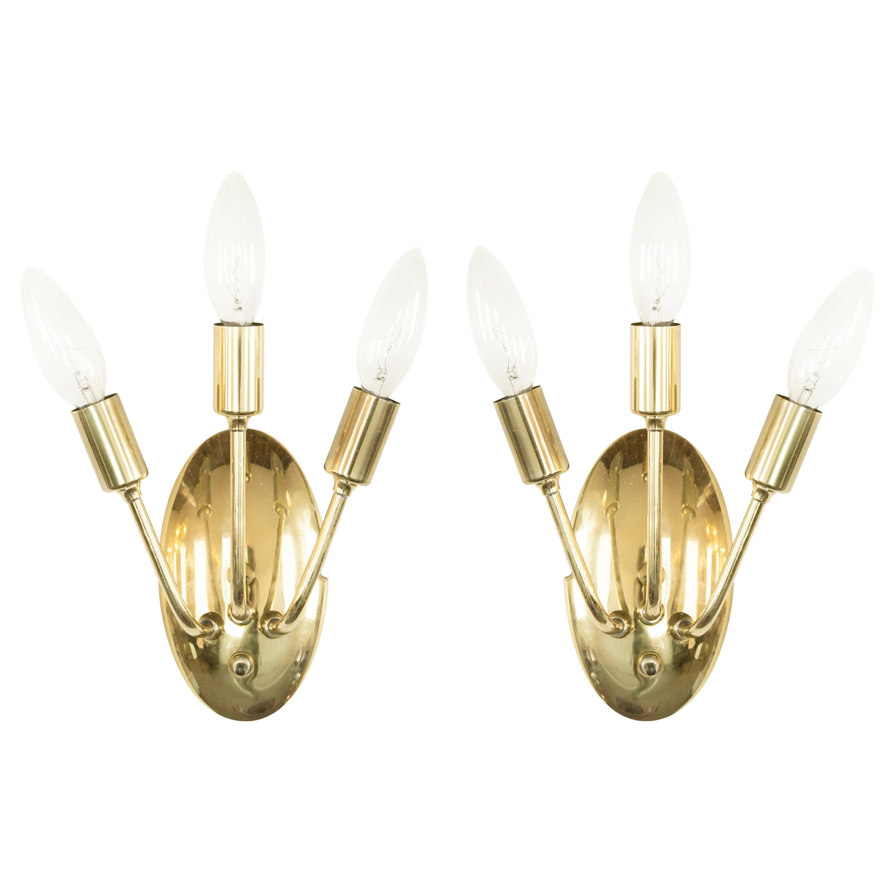 Italian Brass Sconces, 1950s