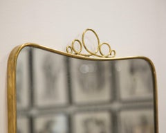 Italian Brass Scroll Top Mirror, 1950s