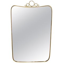 Italian Brass Scroll Top Mirror, 1950s