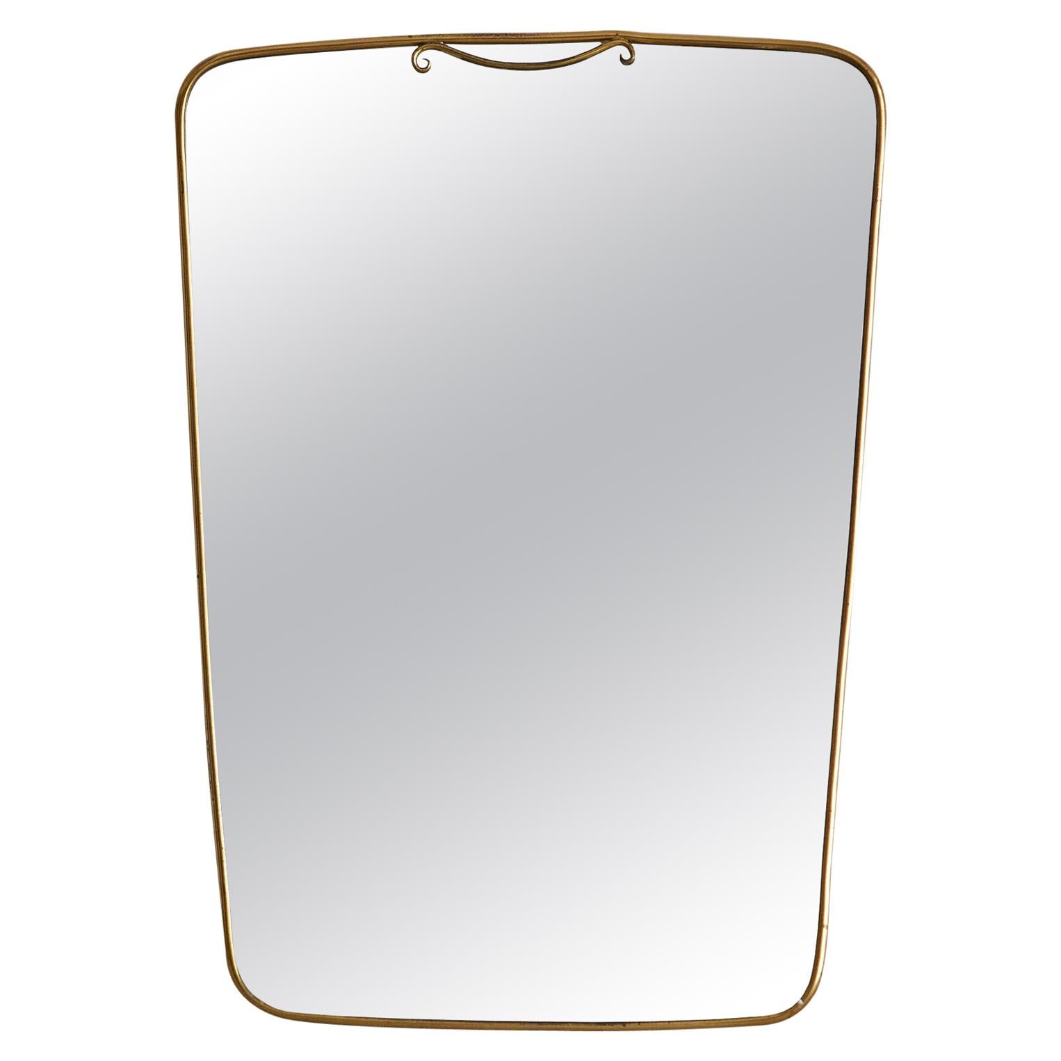 Italian Brass Scroll Top Mirror