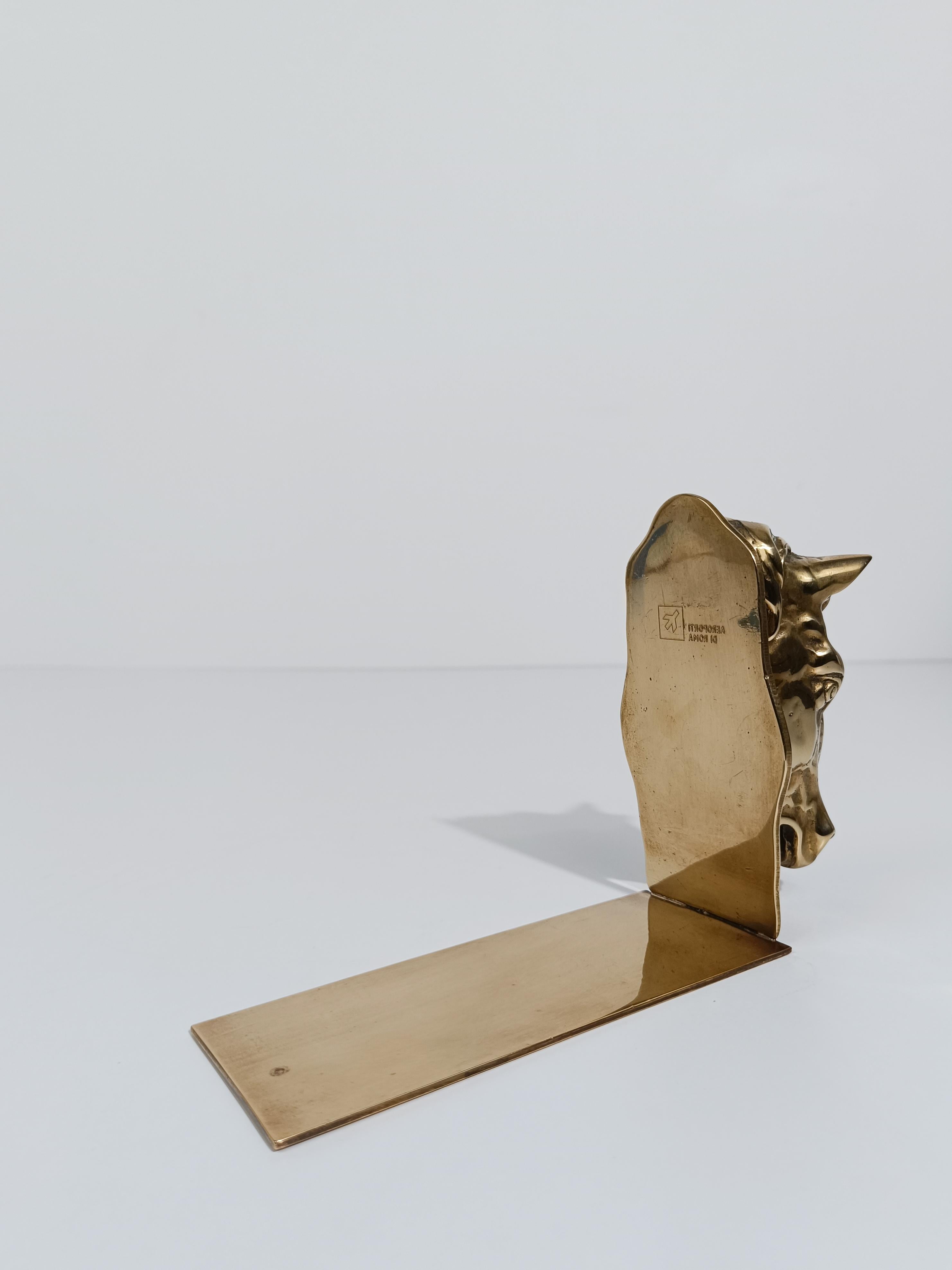 Fermalibro scultoreo equestre italiano in ottone a forma di testa di cavallo, anni '70 in vendita 1
