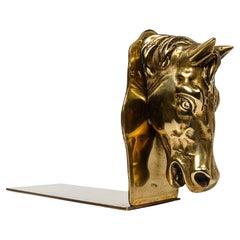 Italian Equestrian Brass Sculptural Bookend in the shape of a Horse Head, 70s