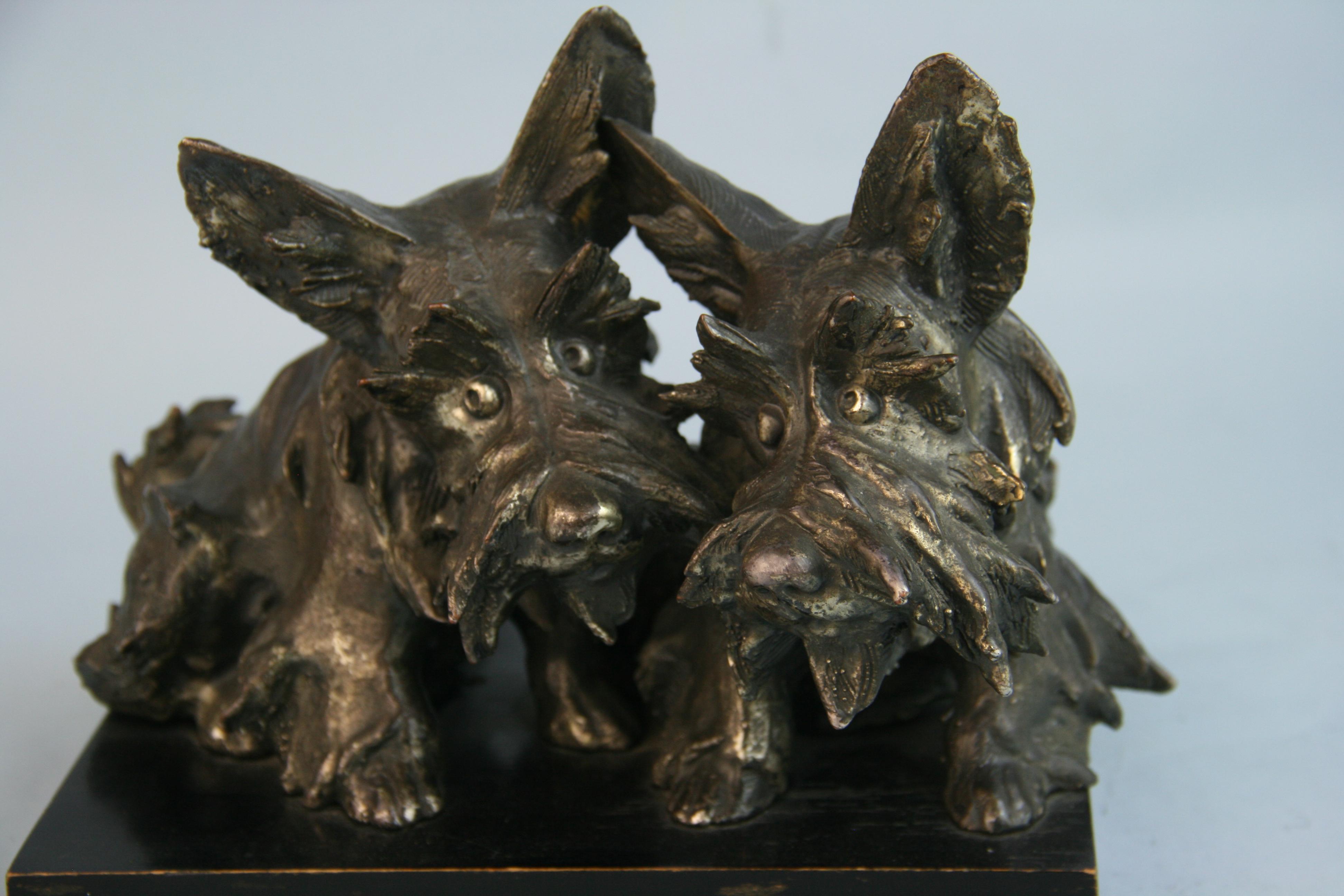 Italian Brass Sculpture of Two Scottish Terriers Dogs For Sale 3