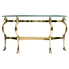 Italian Brass Seahorse Console Table