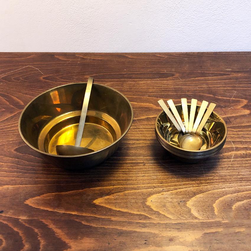 Italian Brass Set of Fruit Salad Bowls, 1970s In Good Condition In MIlano, IT