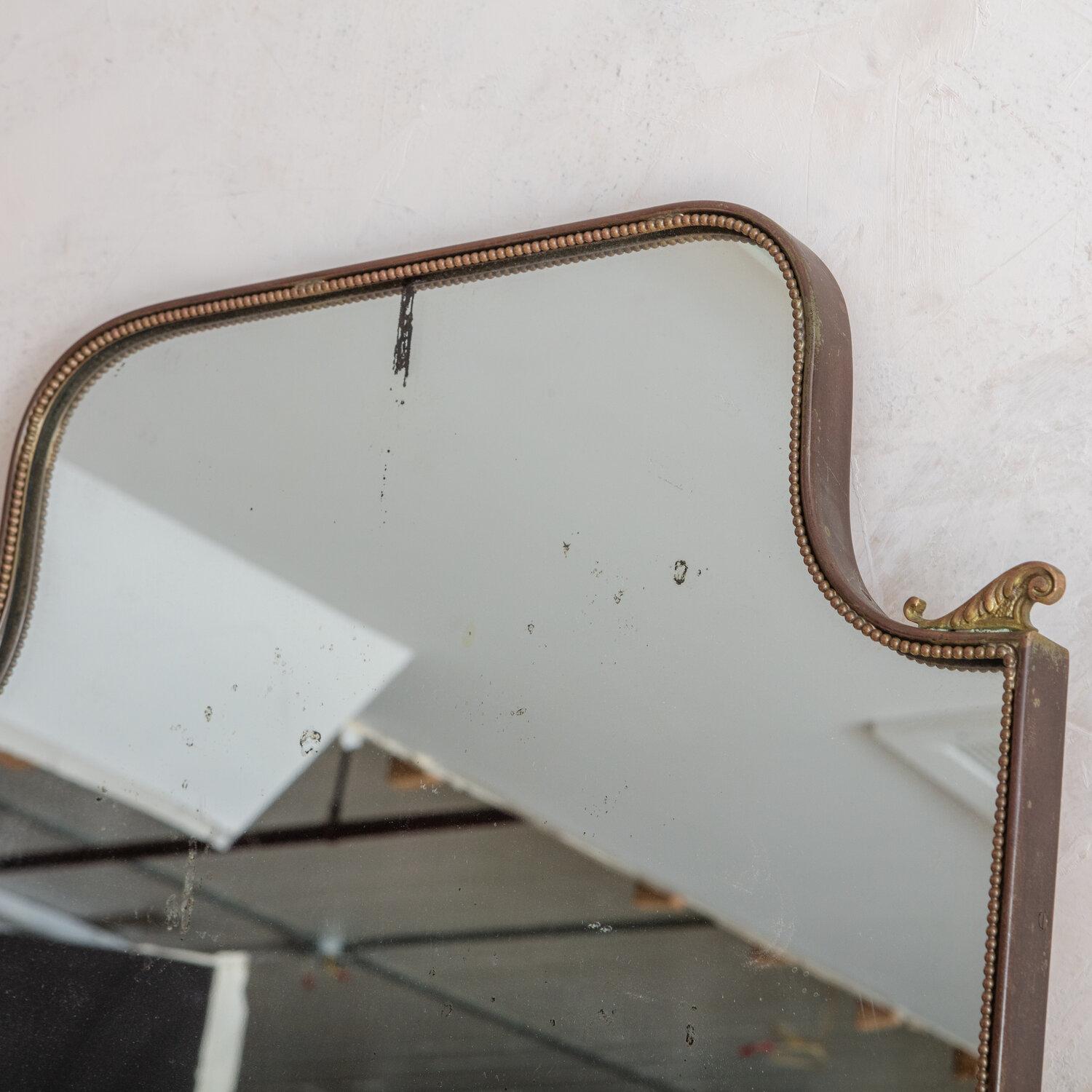 Italian Brass Shield Mirror with Corner Details 4