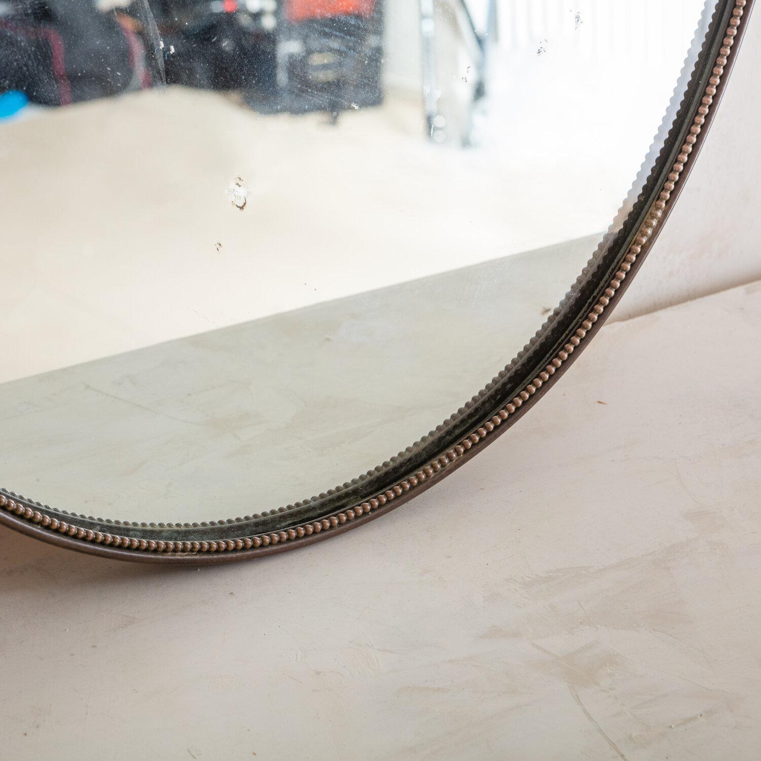 Italian Brass Shield Mirror with Corner Details 2