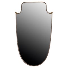 Italian Brass Shield Mirror with Corner Details
