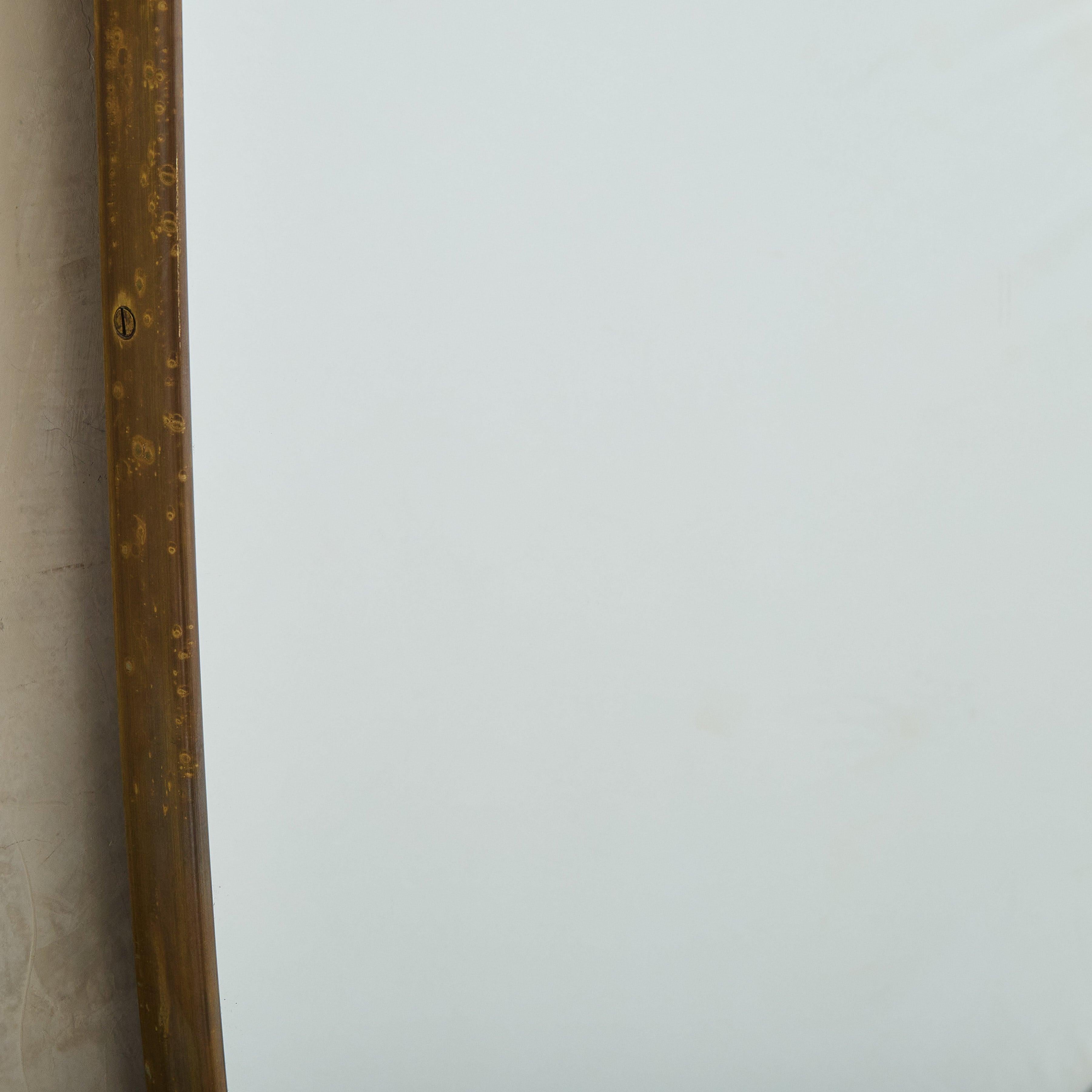 Italian Brass Shield Shape Wall Mirror No. 08, 1970s - 2 Available In Good Condition For Sale In Chicago, IL