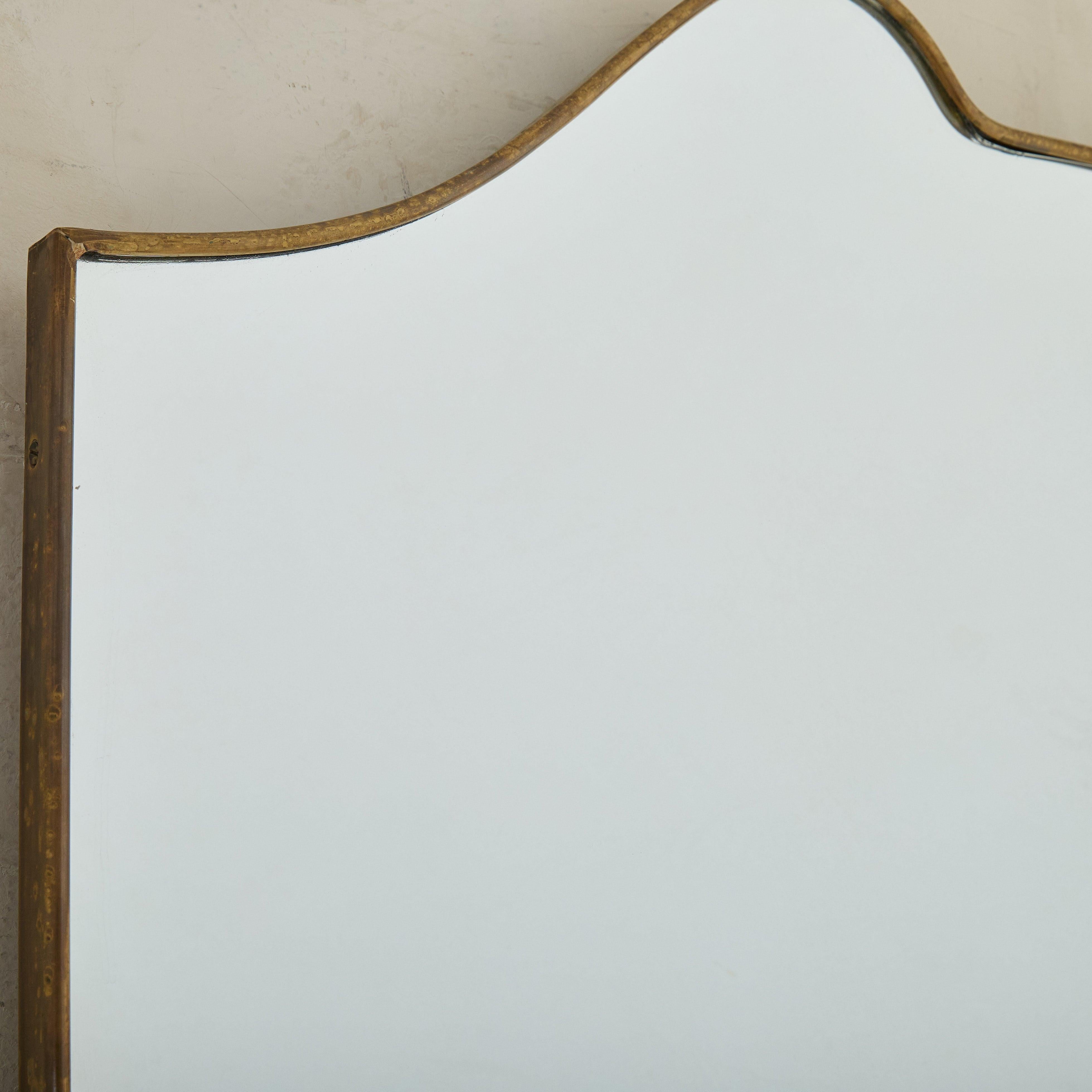 Late 20th Century Italian Brass Shield Shape Wall Mirror No. 08, 1970s - 2 Available For Sale