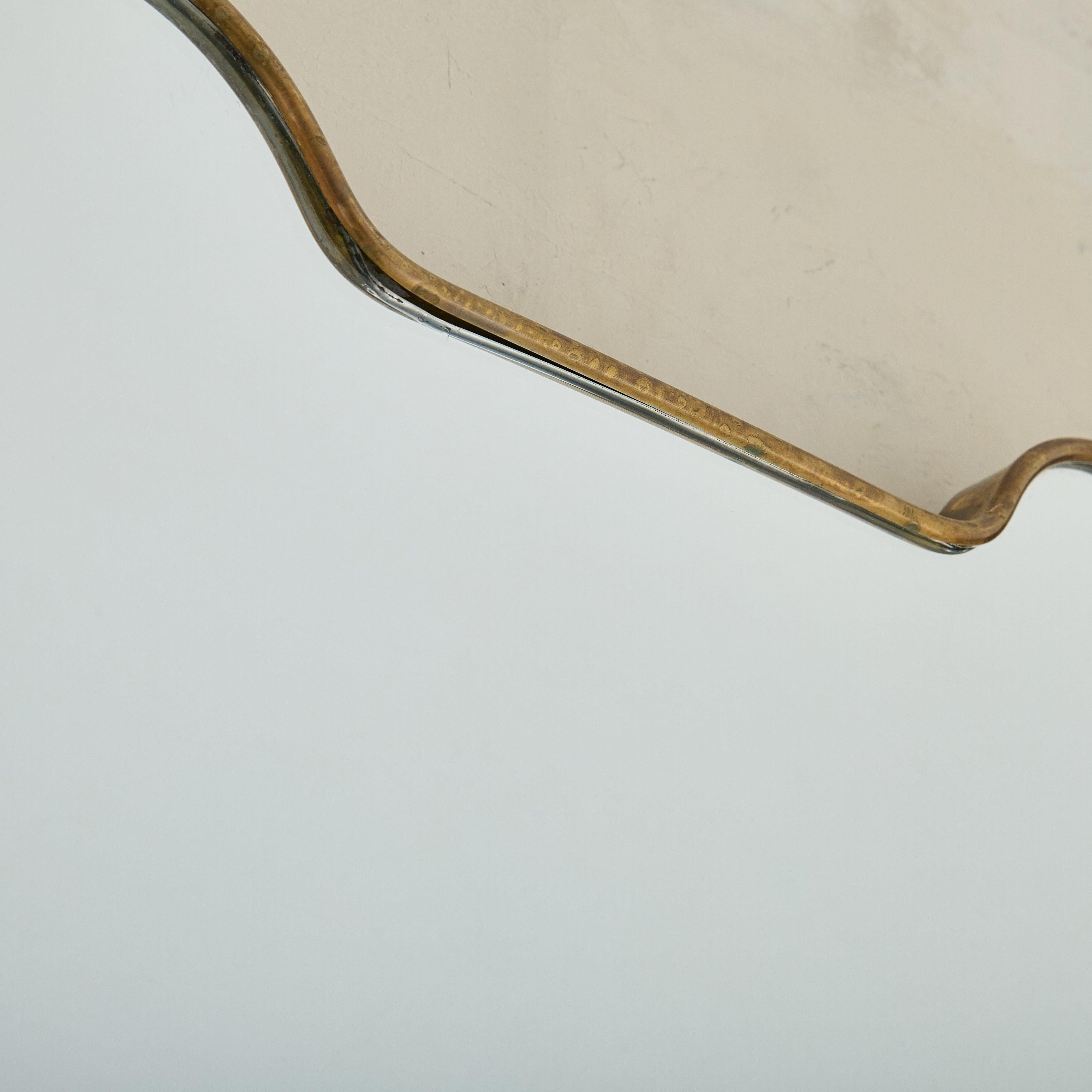 Italian Brass Shield Shape Wall Mirror No. 08, 1970s - 2 Available For Sale 2