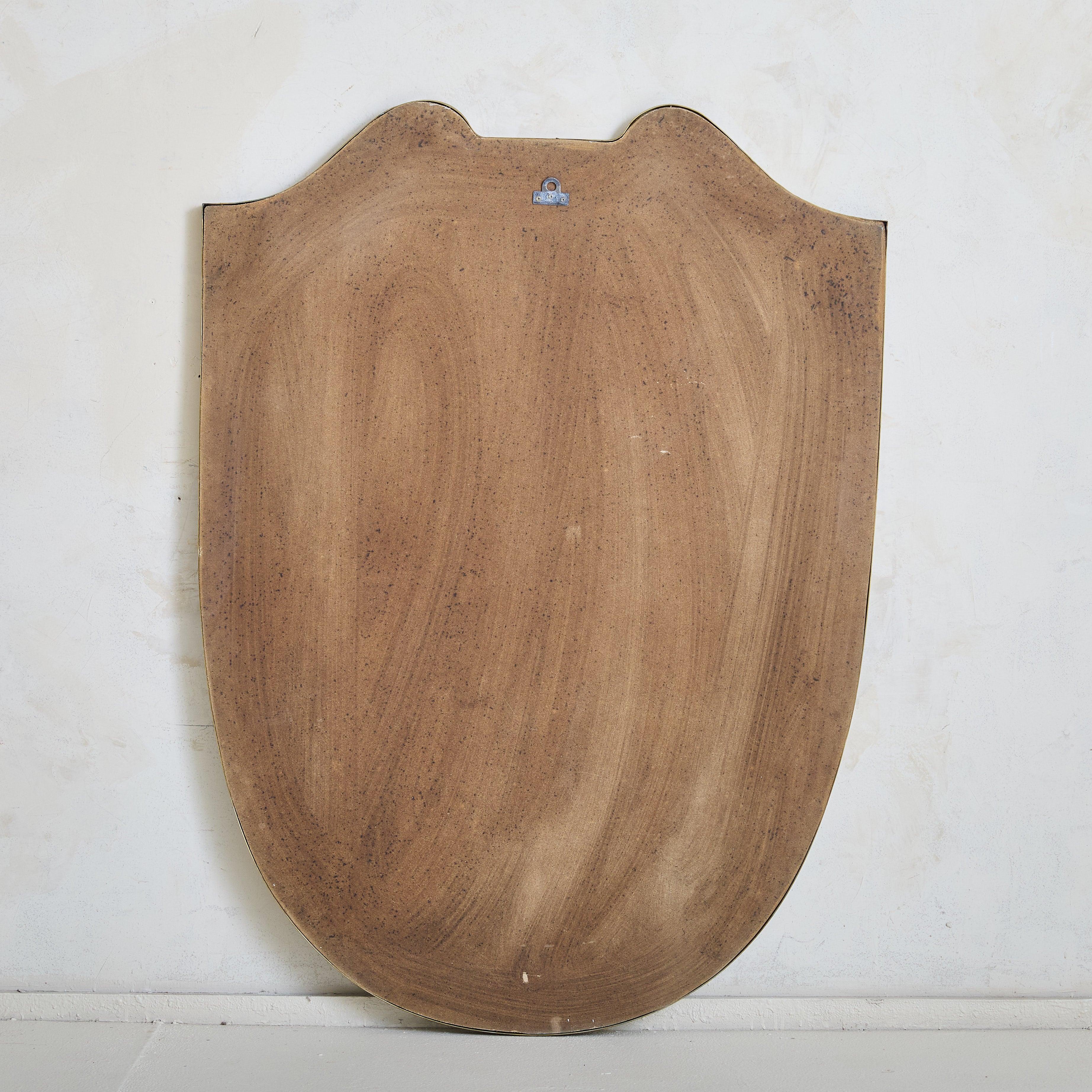 Italian Brass Shield Shape Wall Mirror No. 08, 1970s - 2 Available For Sale 3