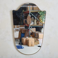 Italian Brass Shield Shape Wall Mirror No. 09, 1970s - 2 Available