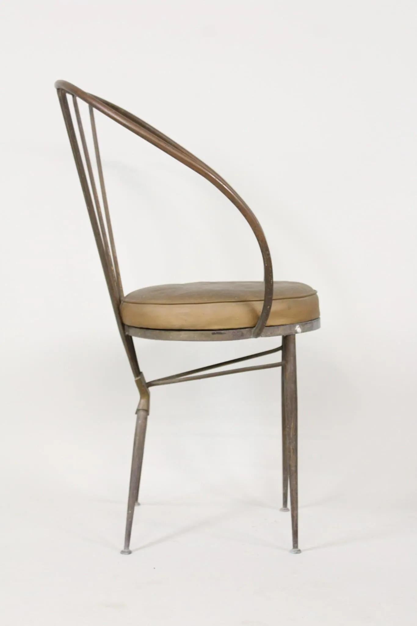 Mid-Century Modern Italian Brass Side Chair style of Gio Ponti Mid Century Modern For Sale
