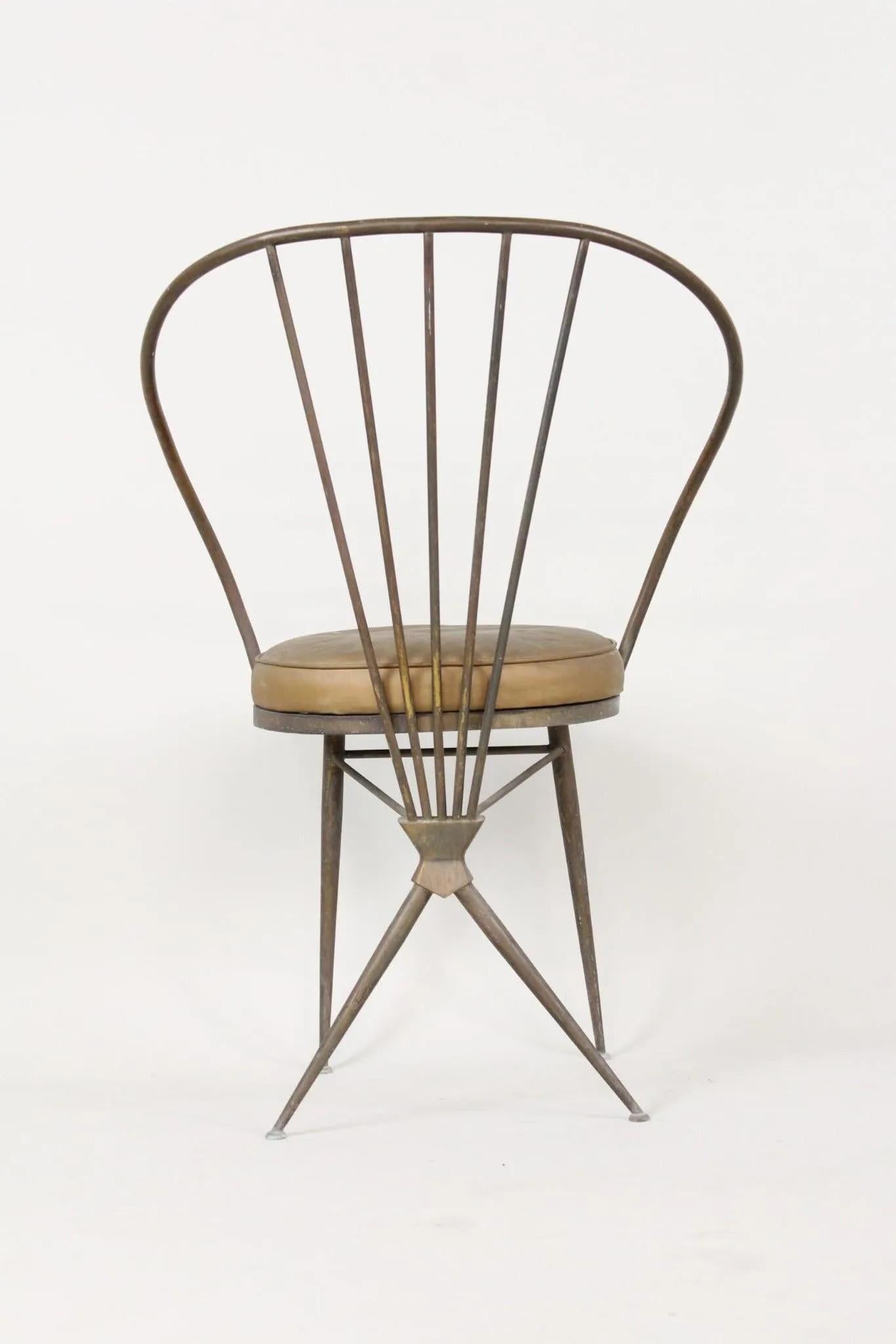 Italian Brass Side Chair style of Gio Ponti Mid Century Modern In Good Condition For Sale In New York, NY