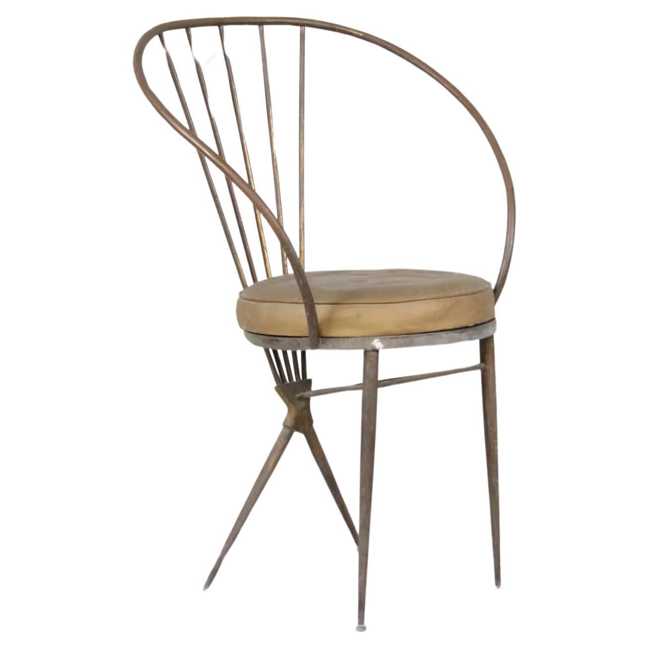 Italian Brass Side Chair style of Gio Ponti Mid Century Modern For Sale