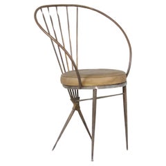 Italian Brass Side Chair style of Gio Ponti Mid Century Modern