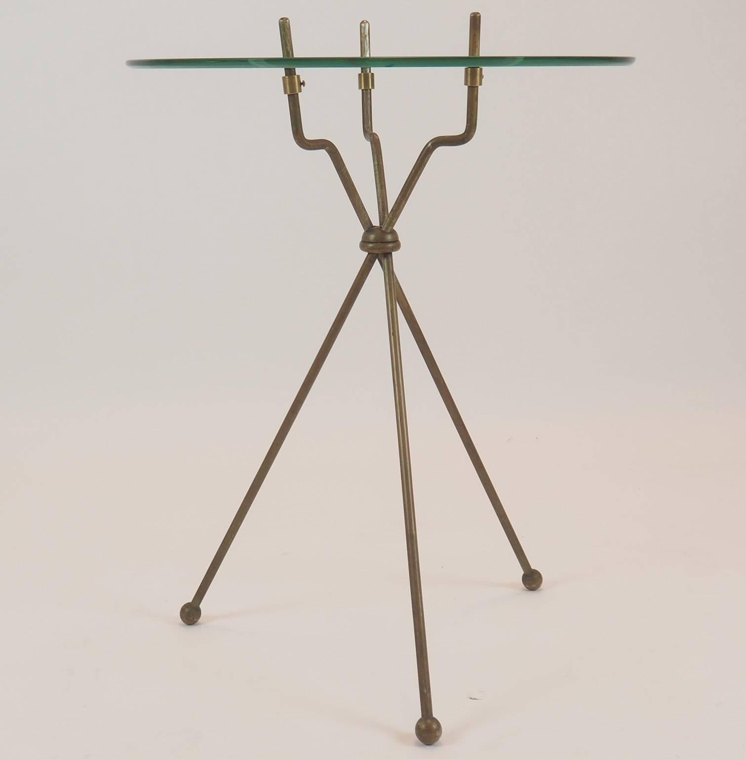 Gino Sarfatti attributed rare folding  Brass Side Table ,   Milano 1950 For Sale 4