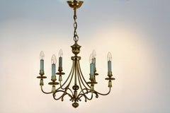Italian Brass Six-light Chandelier by Gaetano Sciolari