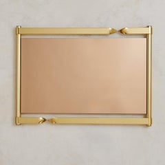 Italian Brass + Smoked Bronze Wall Mirror Attributed to Luciano Frigerio, 1970s