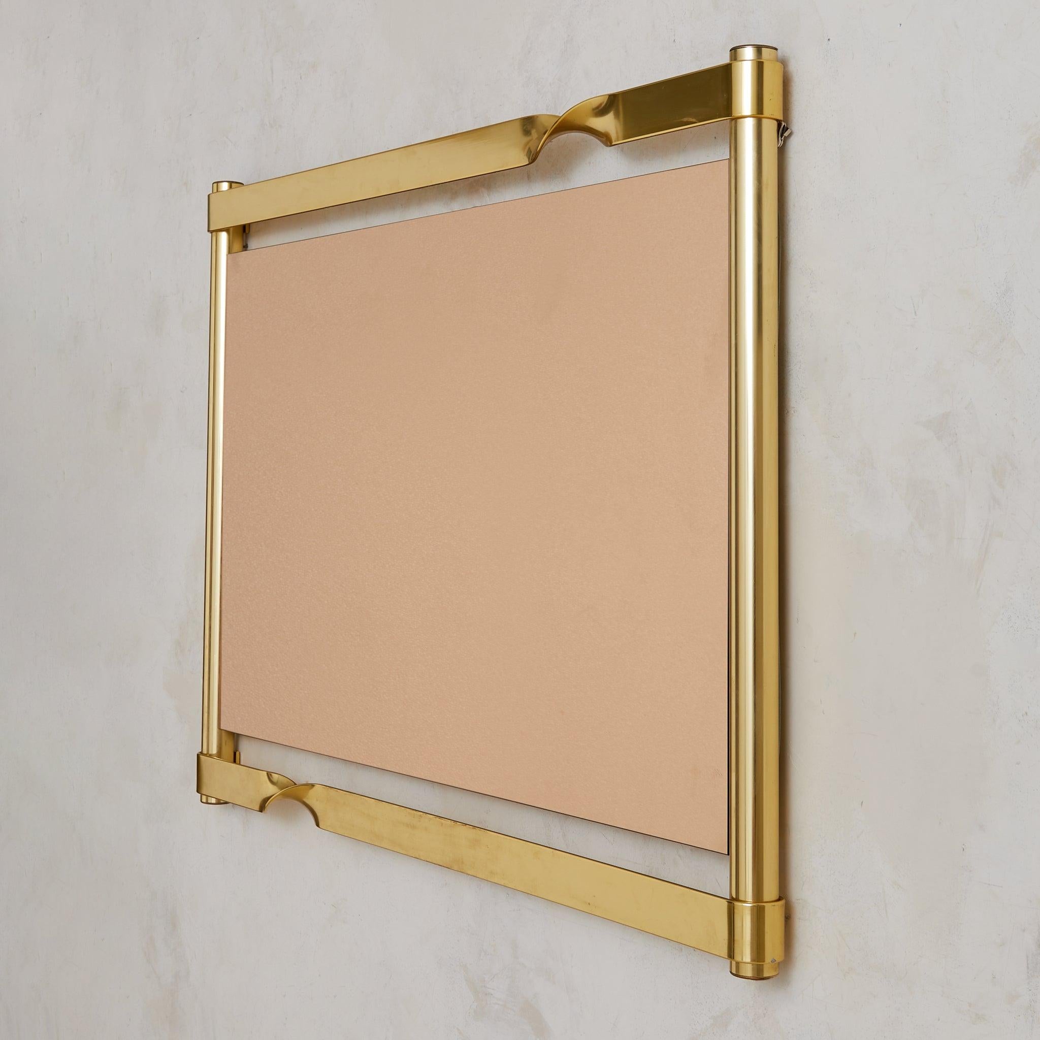 Moderne Italian Brass + Smoked Bronze Wall Mirror Attributed to Luciano Frigerio, 1970s en vente