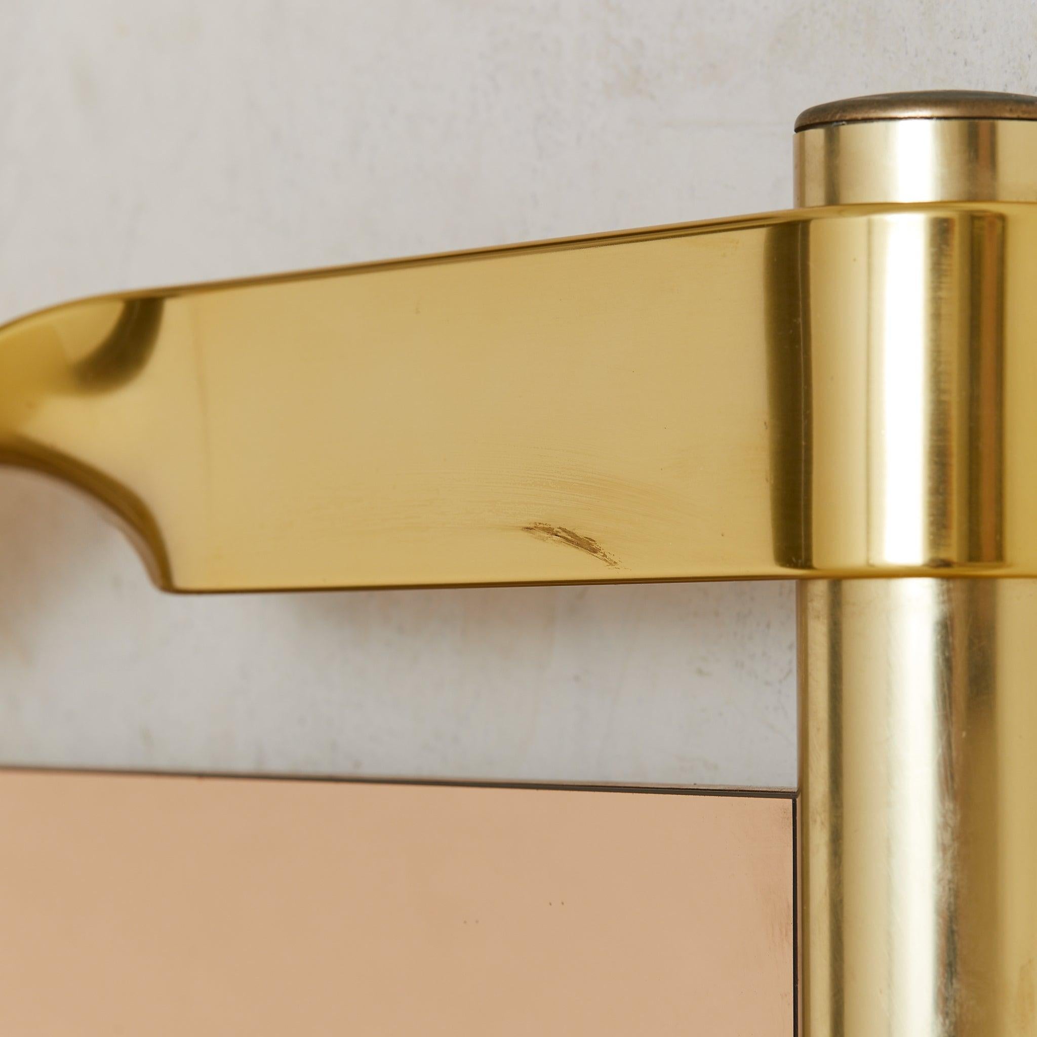 italien Italian Brass + Smoked Bronze Wall Mirror Attributed to Luciano Frigerio, 1970s en vente