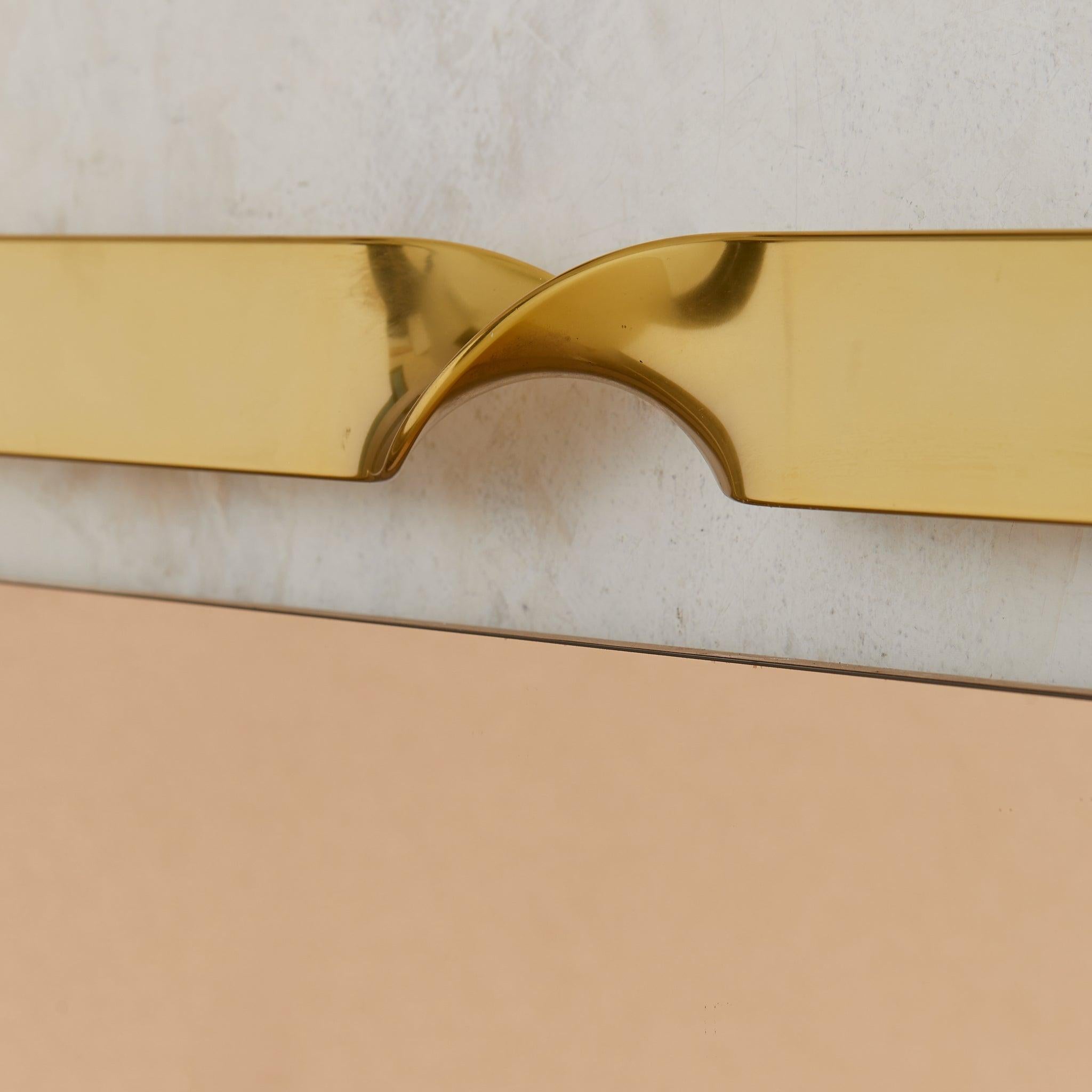 Italian Brass + Smoked Bronze Wall Mirror Attributed to Luciano Frigerio, 1970s Bon état - En vente à Chicago, IL