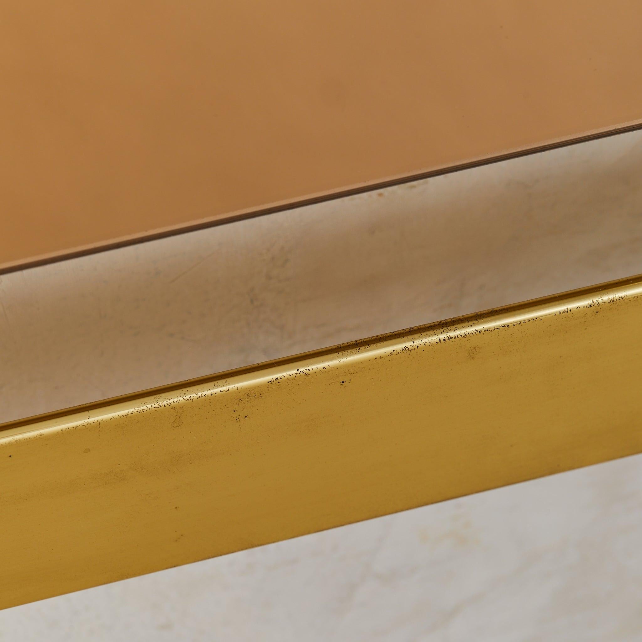 Italian Brass + Smoked Bronze Wall Mirror Attributed to Luciano Frigerio, 1970s en vente 1