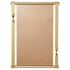 Italian Brass + Smoked Bronze Wall Mirror Attributed to Luciano Frigerio, 1970s